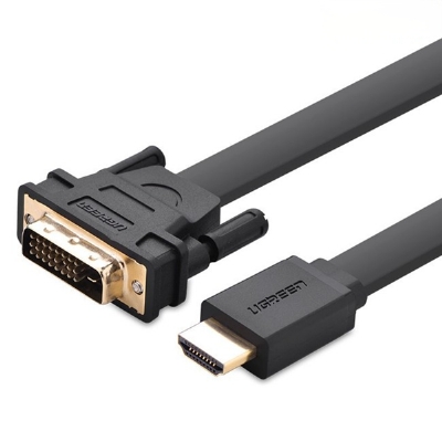 Ugreen 30138 5M màu Đen Cáp chuyển đổi HDMI sang DVI 24 + 1 thuần đồng cáp dẹt HD106